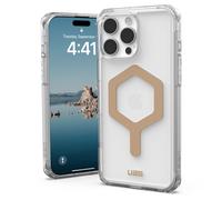 Urban Armor Gear Coque Plyo MagSafe iPhone 16 Pro Max Coins Air‑Soft Ice Gold Transparent