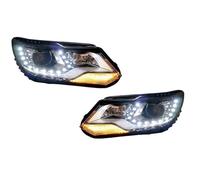 UAGFDFF Couvercle Phare Voiture Pour VW Pour Tiguan 2013-2016 Phares Phare LED DRL Hid Lampe Frontale Ange Oeil Bi Xénon Faisceau Accessoires Style De Voiture Spoilers de phares(Headlight LED)