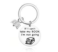 UAIAGM Lot de 2 porte-clés en forme de livre pour les amateurs de livres If I Can't Take My Book I'm Not Going - Accessoires de lecture de livres pour femmes et hommes - Cadeau pour les lecteurs et