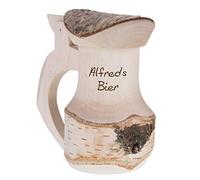 Uakeii Chope à bière en bois avec couvercle - 0,33 l - Cadeau de Noël pour papa, ami et ami - Chope à bière en bois personnalisée avec nom - Cadeau spécial pour homme pour les amateurs de bière