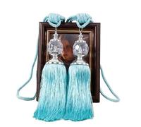 UALXPAO Attaches de Rideaux 2PCS Retro Style Faux Crystal Tassels Fringe Curtain Tieback Rope Window Drapes Decoration pour Décoration de Maison(Lake Blue)
