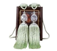 UALXPAO Attaches de Rideaux 2PCS Retro Style Faux Crystal Tassels Fringe Curtain Tieback Rope Window Drapes Decoration pour Décoration de Maison(Green)