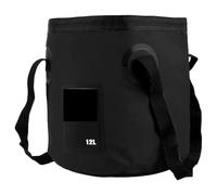 UALXPAO Camping Seau Pliable Lot de 2 seaux Pliables 12 L, Portables, for Voyage en Plein air, for l'eau, for évier, Sac Lavage, for Voiture, Multifonction, for Le Camping(2PCS Black)