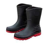 UALXPAO Chaussures de pluie pour hommes Bottes de pluie chaudes for motocyclistes for hommes, chaussures d'hiver en silicone for(Black Red Rain Boots,44 EU)