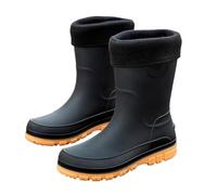 UALXPAO Chaussures de pluie pour hommes Bottes de pluie chaudes for motocyclistes for hommes, chaussures d'hiver en silicone for(Black Yellow (Plush),44 EU)