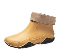 UALXPAO Chaussures de pluie pour hommes Bottes de pluie for couple Chaussures travail chef for hommes lavage Résistantes à l'usure d'eau chaudes for et femmes(Khaki plush,40)