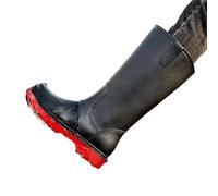 UALXPAO Chaussures de pluie pour hommes Bottes de pluie for hommes en caoutchouc for l'extérieur, chaussures for, galoches for la ville, talons bas, imperméables et résistantes(Black Red Shoes,39 EU)