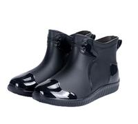 UALXPAO Chaussures de pluie pour hommes Bottes en caoutchouc for hommes, bottes de pluie for, chaussures d'extérieur à plateforme, bottines travail imperméables for(Black-Fur,44 EU)