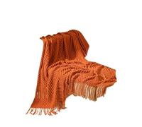 UALXPAO Couverture en Tricot épais Plaid for canapé et Fauteuil, jeté de lit texturé, Grande Couverture tricotée, épais Vintage, Couvre-lit(Orange,127x152cm)