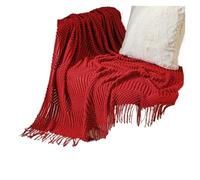 UALXPAO Couverture en Tricot épais Plaid for canapé et Fauteuil, jeté de lit texturé, Grande Couverture tricotée, épais Vintage, Couvre-lit(Red,130x200cm)
