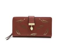 UALXPAO Portefeuille Femme Portefeuille Creux en Cuir synthétique for Femme, Porte-Monnaie Souple for pièces de Monnaie et Cartes(Coffee)