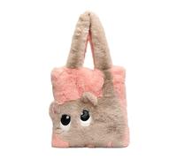 UALXPAO Sac fourre-tout en peluche Sac en peluche créatif for femme, grande capacité, sac fourre-tout brodé, à bandoulière simple et souple for l'automne l'hiver(Pink)