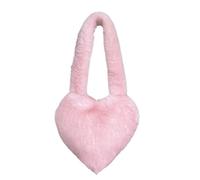 UALXPAO Sac fourre-tout en peluche Sacs à bandoulière moelleux en peluche avec cœur d'amour, sacs main grande capacité fausse fourrure for femme(Pink A)
