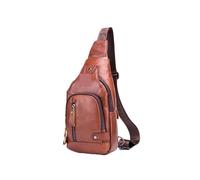 UALXPAO Sacs à bandoulière en cuir Sac à bandoulière décontracté en cuir de vache for homme, sac voyage, dos jour(Brown)