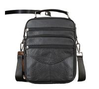 UALXPAO Sacs à bandoulière en cuir Sac à bandoulière en cuir naturel noir for homme, petit sac main for, de voyage facile, messager(Black)