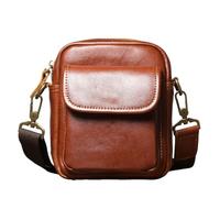 UALXPAO Sacs à bandoulière en cuir Sac bandoulière en cuir for homme | Fin et antivol avec poche for téléphone | Mini sac à main carré décontracté for les trajets quotidiens(Dark brown)