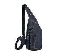 UALXPAO Sacs à bandoulière en cuir Sac de poitrine en cuir décontracté, design triangulaire, sac à dos voyage bandoulière for hommes, multifonctionnel(Black)