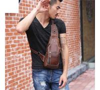 UALXPAO Sacs à bandoulière en cuir Sac de poitrine en cuir décontracté, design triangulaire, sac à dos voyage bandoulière for hommes, multifonctionnel(Gary)