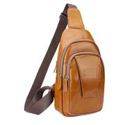 UALXPAO Sacs à bandoulière en cuir Sac de poitrine en cuir vache for homme, sac à bandoulière multifonctionnel for affaires, voyage(Brown)