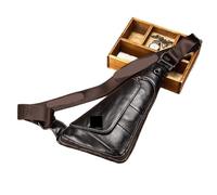 UALXPAO Sacs à bandoulière en cuir Sac de poitrine en cuir vachette, sac triangulaire for homme, mini rétro, à bandoulière simple(Coffee)