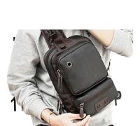 UALXPAO Sacs à bandoulière en cuir Sac de poitrine for homme, petit sac banane multifonction, à dos décontracté et polyvalent for voyage en plein air(Black)