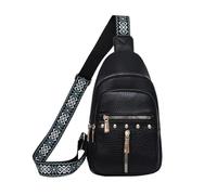 UALXPAO Sacs à bandoulière en cuir Sacoche multi-usages for femme | Bandoulière réglable, fermeture éclair, sac de poitrine multifonctionnel style urbain(Black)
