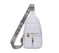 UALXPAO Sacs à bandoulière en cuir Sacoche multi-usages for femme | Bandoulière réglable, fermeture éclair, sac de poitrine multifonctionnel style urbain(WHITE)
