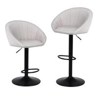 UALXPAO Tabouret Roulant Lot de 2 tabourets Bar pivotants à Hauteur réglable, en Lin, avec Dossier et Repose-Pieds