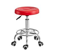 UALXPAO Tabouret Roulant Tabouret à roulettes for Coiffeur, relevable et Rotatif, en Acier Inoxydable, Tabouret de beauté(Red)