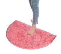 UALXPAO Tapis de Porte Demi-Rond Tapis Semi-Circulaire for Animaux de Compagnie Tapis Bain en Chenille Absorbant l'eau antidérapant Sol Douche pour Chambre ou véranda(Pink,35x50cm)