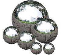Uandear Abonery Lot de 6 Boules d'observation en Acier Inoxydable Poli Miroir 50 à 150 mm Boule réfléchissante Flottante pour décoration de Jardin