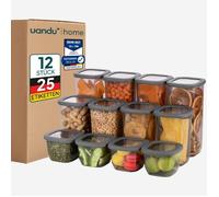 uandu Lot de 12 boîtes de conservation hermétiques avec couvercle | Boîte de rangement pour cuisine et organisation | Sans BPA | Organiseur de cuisine | Boîtes de conservation pour tous les aliments