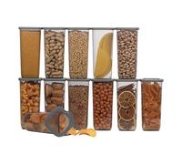 UANDU Boite de Rangement Cuisine Lot de 12, Bocaux Hermetiques Alimentaires en Plastique Scellée avec Couvercle, bocaux rangement cuisine en plastique, sans BPA, boîtes céréales, pâtes, farine, sucre.