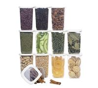 UANDU Boite de Rangement Cuisine Lot de 12, Bocaux Hermetiques Alimentaires en Plastique Scellée avec Couvercle, bocaux rangement cuisine en plastique, sans BPA, boîtes céréales, pâtes, farine, sucre.