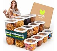 UANDU Boite de Rangement Cuisine Lot de 12, Bocaux Hermetiques Alimentaires en Plastique Scellée avec Couvercle, bocaux rangement cuisine en plastique, sans BPA, boîtes céréales, pâtes, farine, sucre.