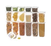 UANDU Boite de Rangement Cuisine Lot de 18, Bocaux Hermetiques Alimentaires en Plastique Scellée avec Couvercle, bocaux rangement cuisine en plastique, sans BPA, boîtes céréales, pâtes, farine, sucre.