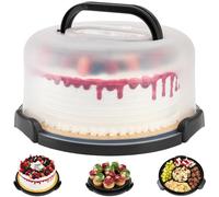 uandu Boîte de transport ronde pour gâteau avec couvercle et poignée, diamètre : 34 cm, boîte de rangement, récipient à gâteau, plateau à gâteau, récipient à gâteau, boîte à gâteau
