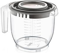 uandu Gobelet doseur et mélangeur avec couvercle - Grand 2,2 l - Échelle de mesure - En plastique de qualité supérieure - Ustensiles de cuisine pratiques - Bol mélangeur - Couvercle anti-éclaboussures