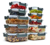 Uandu Lot de 10 Boîtes Alimentaires en Verre Hermétiques avec Couvercle, Verre Borosilicate, Idéal pour les Repas et le Meal Prep, Sans BPA, Compatible Micro-ondes, Four, Congélateur et Lave-vaisselle