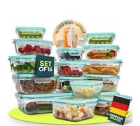 uandu Lot de 16 bocaux en verre avec couvercle Meal Prep - Boîtes de conservation en verre avec couvercle