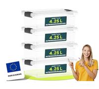 uandu Lot de 4 boîtes de rangement empilables avec couvercle - En plastique sans BPA - Pour IKEA Kallax - 4,25 l x 4 cm