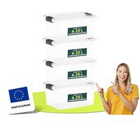 uandu Lot de 4 grandes boîtes de rangement avec couvercle - En plastique sans BPA - Avec couvercle - Empilables - 6,25 l x 4 cm