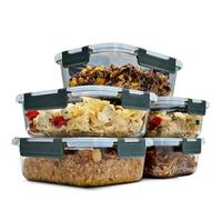 uandu Lot de 5 Boîtes Alimentaires en Verre Hermétiques avec Couvercle, Verre Borosilicate, Idéal pour les Repas et le Meal Prep, Sans BPA, Compatible Micro-ondes, Four, Congélateur et Lave-vaisselle