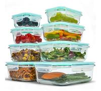 uandu Lot de 8 Boîtes Alimentaires en Verre Hermétiques avec Couvercle, Verre Borosilicate, Idéal pour les Repas et le Meal Prep, Sans BPA, Compatible Micro-ondes, Four, Congélateur et Lave-vaisselle