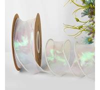 UANGLI Rubans Cadeaux en Fil de Queue de Poisson irisé pour Emballage de Bouquet de Fleurs Ruban Filaire en Organza pour Les décorations de Mariage de la Saint-Valentin
