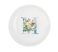 UanMere Bol à clés avec initiales avec monogramme M personnalisé, cadeau de remise de diplôme pour fille, enseignante, petite amie, plateau à bijoux rond en céramique, 10,2 cm, blanc