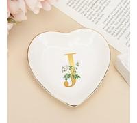 UanMere Collier avec initiales J - Monogramme personnalisé - Plaque décorative - Boucles d'oreilles - Plat à bijoux - Cadeau de Saint-Valentin, de mariage, de Thanksgiving pour Madame Maman Fille