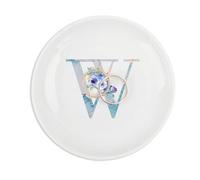 UanMere Petit plat à bijoux rond personnalisé pour bracelets, bijoux, nom de famille, monogramme, cadeau de Saint-Valentin, Thanksgiving pour enseignant, 10,2 cm, initiales W