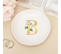 UanMere Plaque décorative en céramique avec initiales B, monogramme pour bijoux, montre, lettre de l'alphabet dorée, anniversaire, retraite, fête prénuptiale, cadeau pour petite amie, nièce, elle