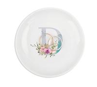 UanMere Plateau à bijoux avec initiales D, monogramme pour boucles d'oreilles, collier, marbre, bleu, cadeau d'anniversaire, de Saint-Valentin, pour enseignant, nièce, amis, demoiselle d'honneur